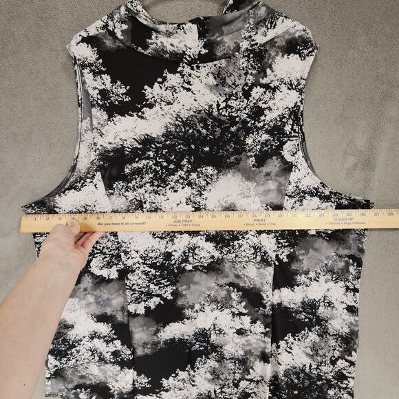 Lane Bryant Top Blouse 26 28 Black White Clouds 54x30 Cowl Stretch Sleeveless - Picture 6 of 12